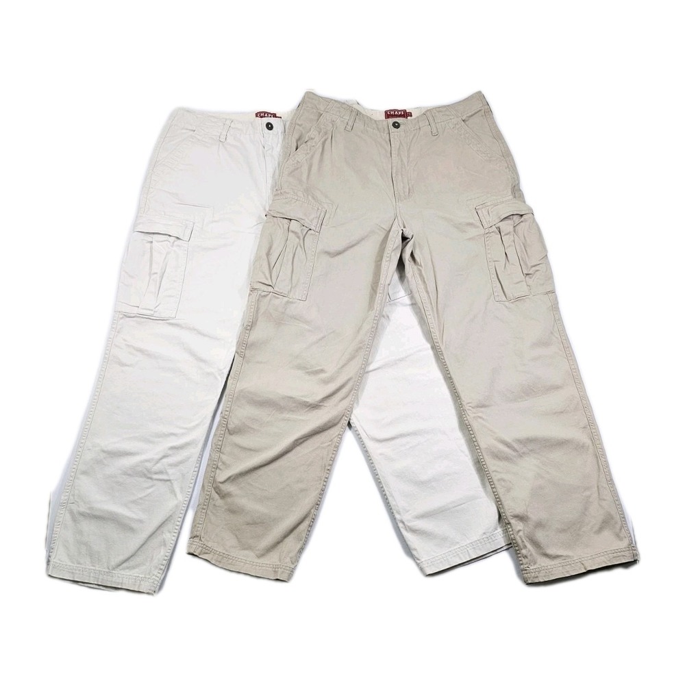 NWT* Chaps Lot Of 2 Khaki Beige/Tan Snap Close Cargo Work Pants Utility Straight